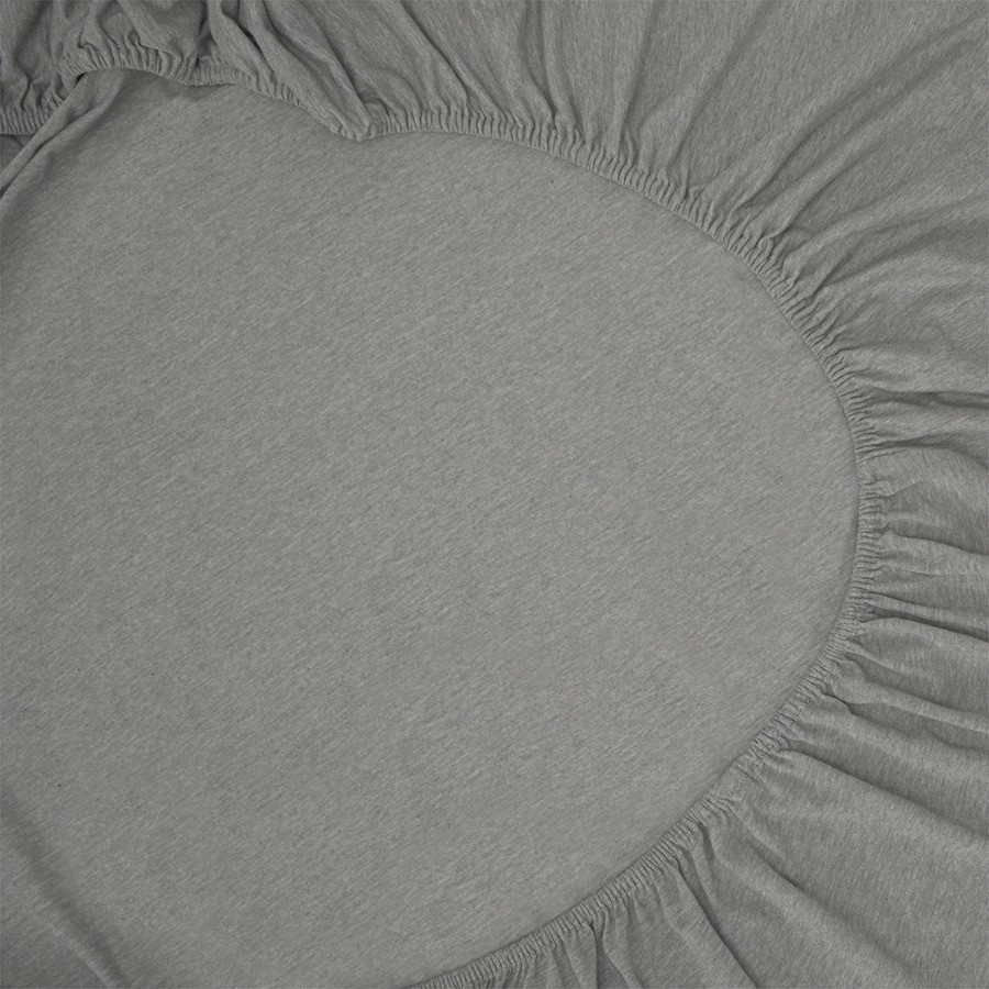 Простыня на резинке из хлопкового трикотажа серого цвета из коллекции essential, 160х200х30 см (76110)