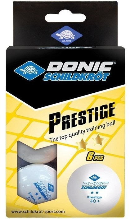 Мяч для настольного тенниса Donic 2* Prestige, белый 6 шт. (1035746)