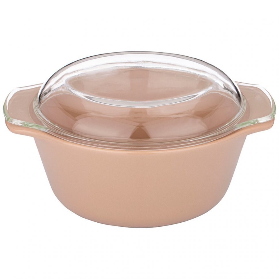 Форма для запекания со стеклянной жаропрочной крышкой agness 28*23*13,4см 2,5л капучино (189-313)