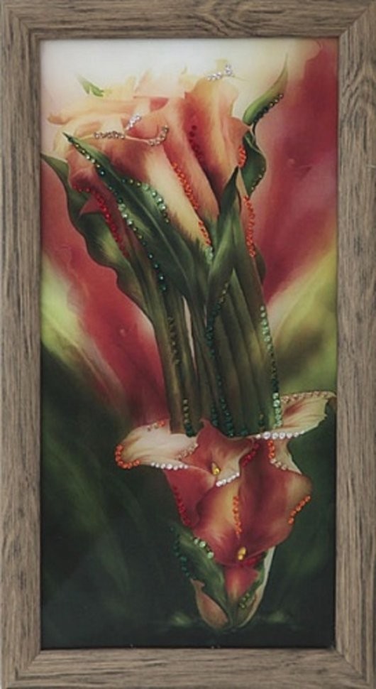 Картина Каллы оранжевые малые с кристаллами Swarovski (1579)