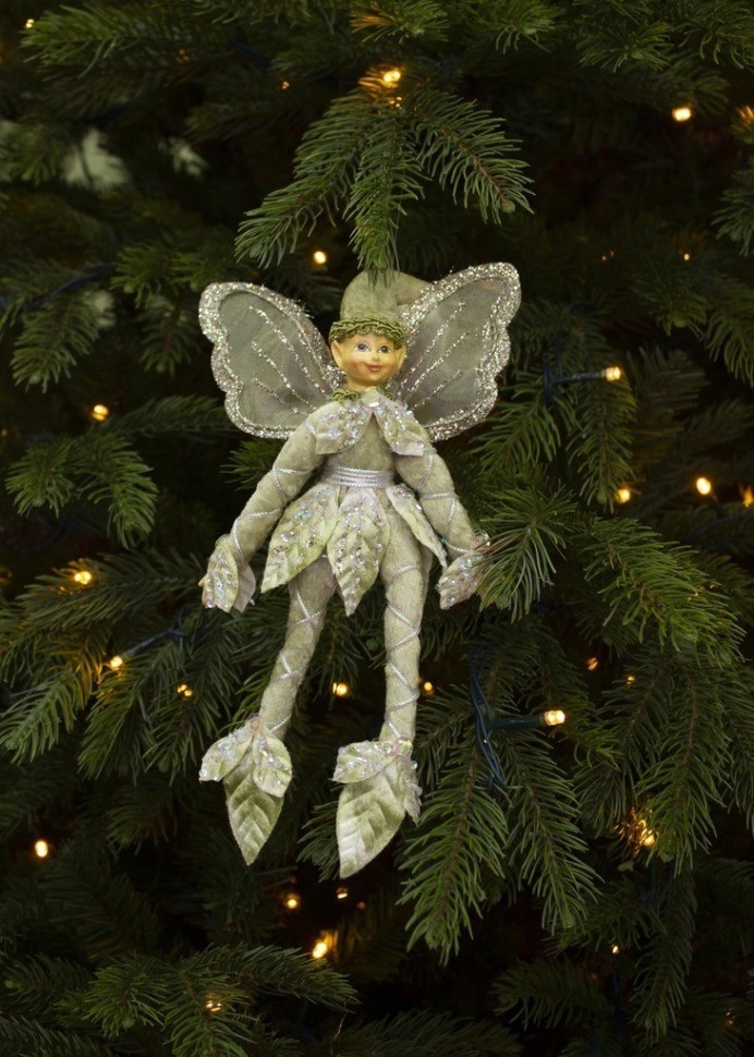 Подвеска эльф 25х18х14 см кремовый/персиковый/зеленый (83949)