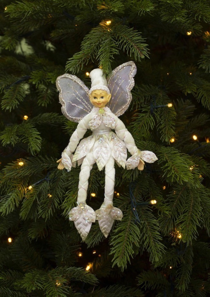 Подвеска эльф 25х18х14 см кремовый/персиковый/зеленый (83949)