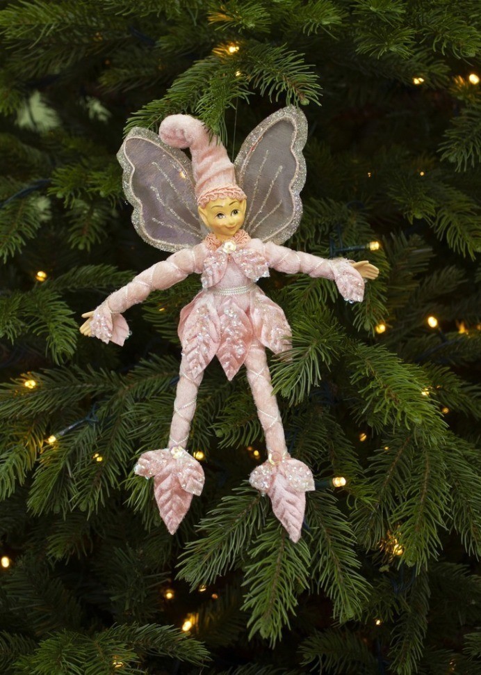 Подвеска эльф 25х18х14 см кремовый/персиковый/зеленый (83949)