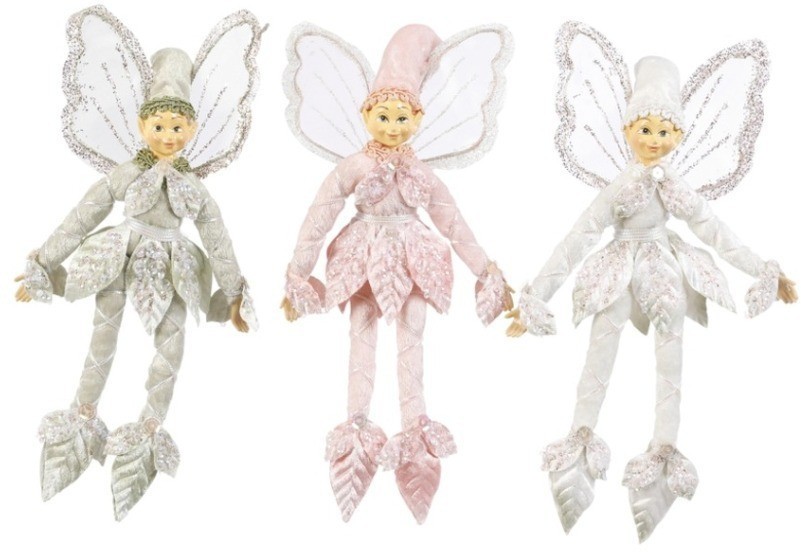 Подвеска эльф 25х18х14 см кремовый/персиковый/зеленый (83949)