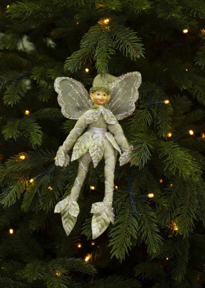 Подвеска эльф 25х18х14 см кремовый/персиковый/зеленый (83949)