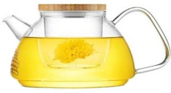 Чайник S'092, 13.3, Боросиликатное стекло. бамбук, clear, SAMADOYO