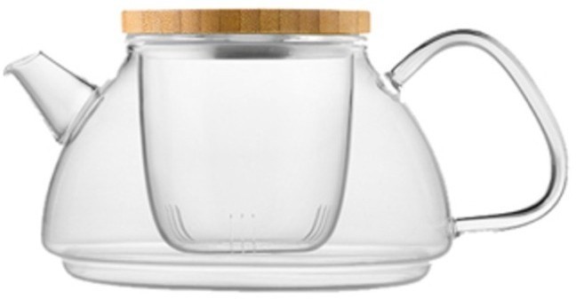 Чайник S'092, 13.3, Боросиликатное стекло. бамбук, clear, SAMADOYO