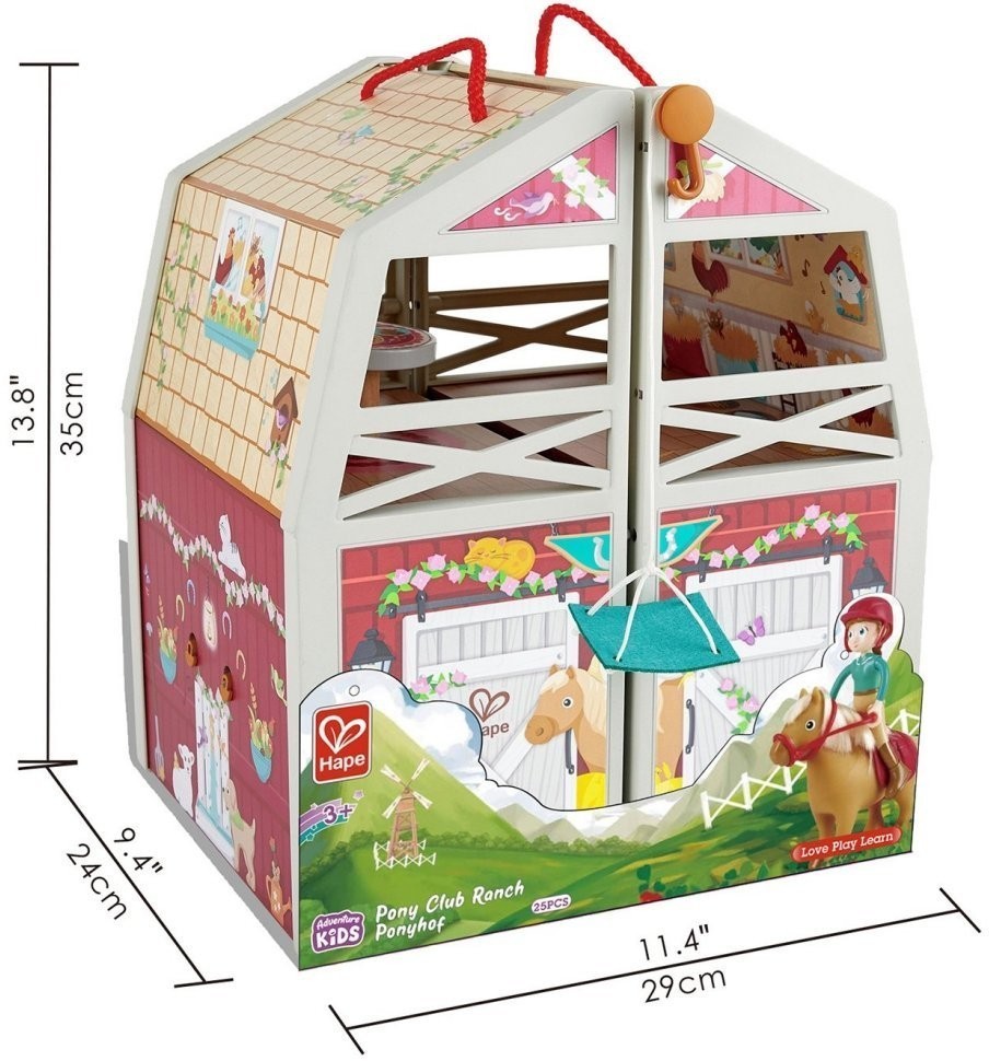 Деревянный кукольный домик "Моя любимая ферма", с мебелью 25 предметов, 1 куклой в наборе, для кукол 15 см (E3409_HP)