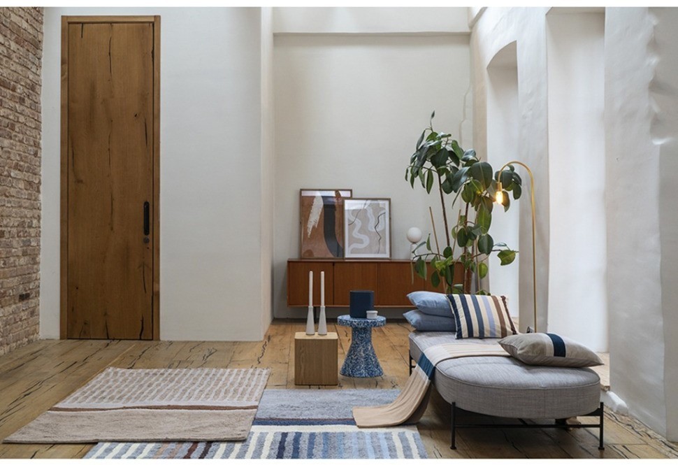 Ковер из хлопка с рисунком tulip garden бежевого цвета из коллекции terra, 120х180 см (74507)