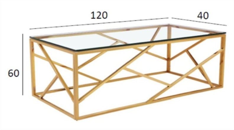 Стол журнальный прозр.стекло/золото 60*120*40см (00003059)