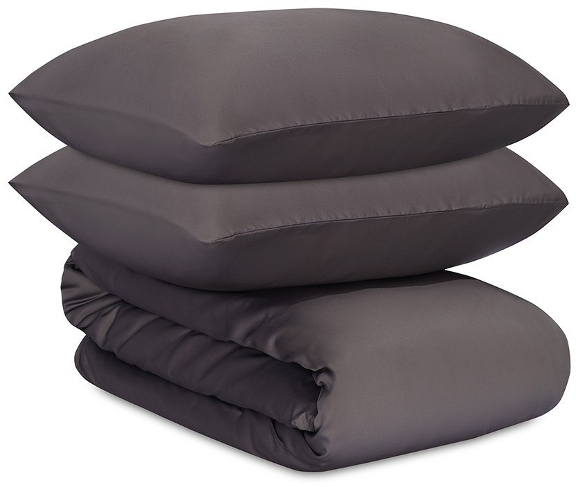 Комплект постельного белья из премиального сатина темно-серого цвета из коллекции essential, 150х200 см (78458)