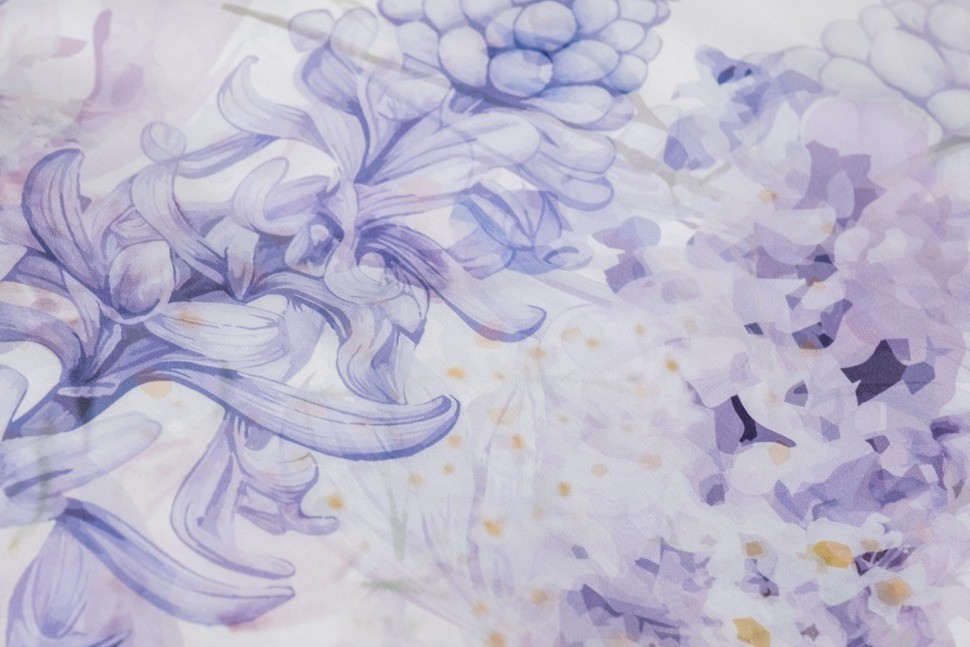 Комплект постельного белья сатин принт Фиори,сиренево-белый,145*210- 1шт,50*70 -2шт (TT-00015272)