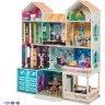 Деревянный кукольный домик "Поместье Летиция", с мебелью 36 предметов в наборе и с гаражом, свет, звук, для кукол 30 см (PD318-19)