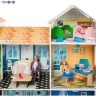 Деревянный кукольный домик "Поместье Летиция", с мебелью 36 предметов в наборе и с гаражом, свет, звук, для кукол 30 см (PD318-19)