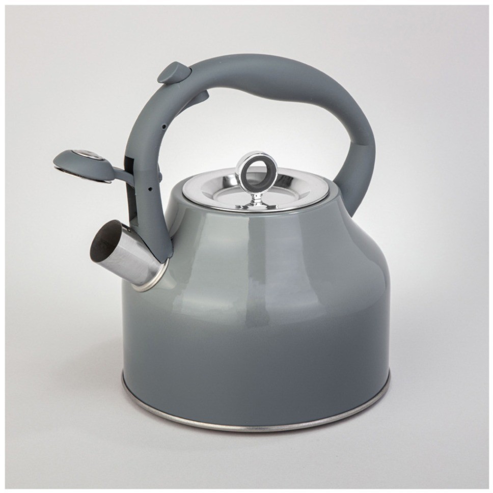 Чайник agness со свистком, 2,8 л, индукция, цвет - серый градиент (916-421)
