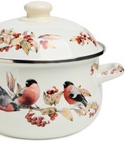 Кастрюля agness эмалированная с эмал.крышкой серия &quot;снегири&quot;, 2.8 л, 20*12 см (934-747)