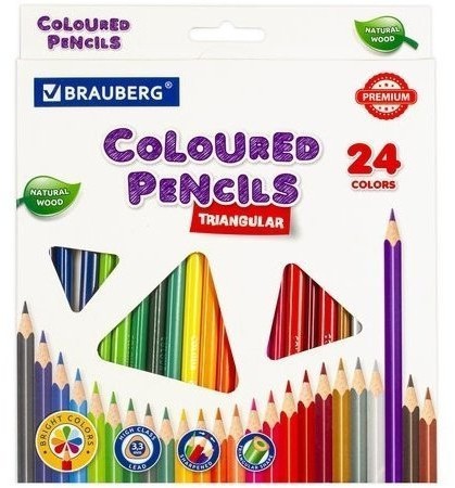 Карандаши цветные трехгранные 24 цвета 3,3 мм 181653 (2) (86087)
