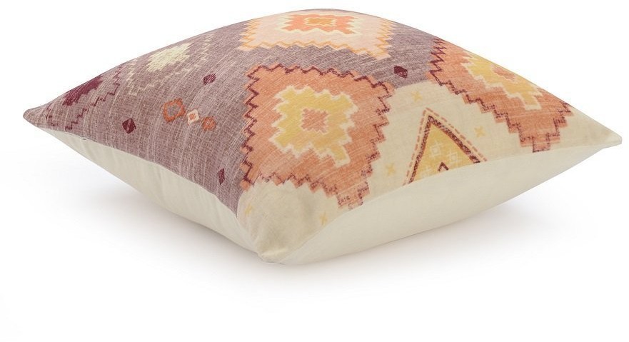 Чехол на подушку из хлопкового бархата с этническим орнаментом цвета лаванды из коллекции ethnic, 45х45 см (73356)