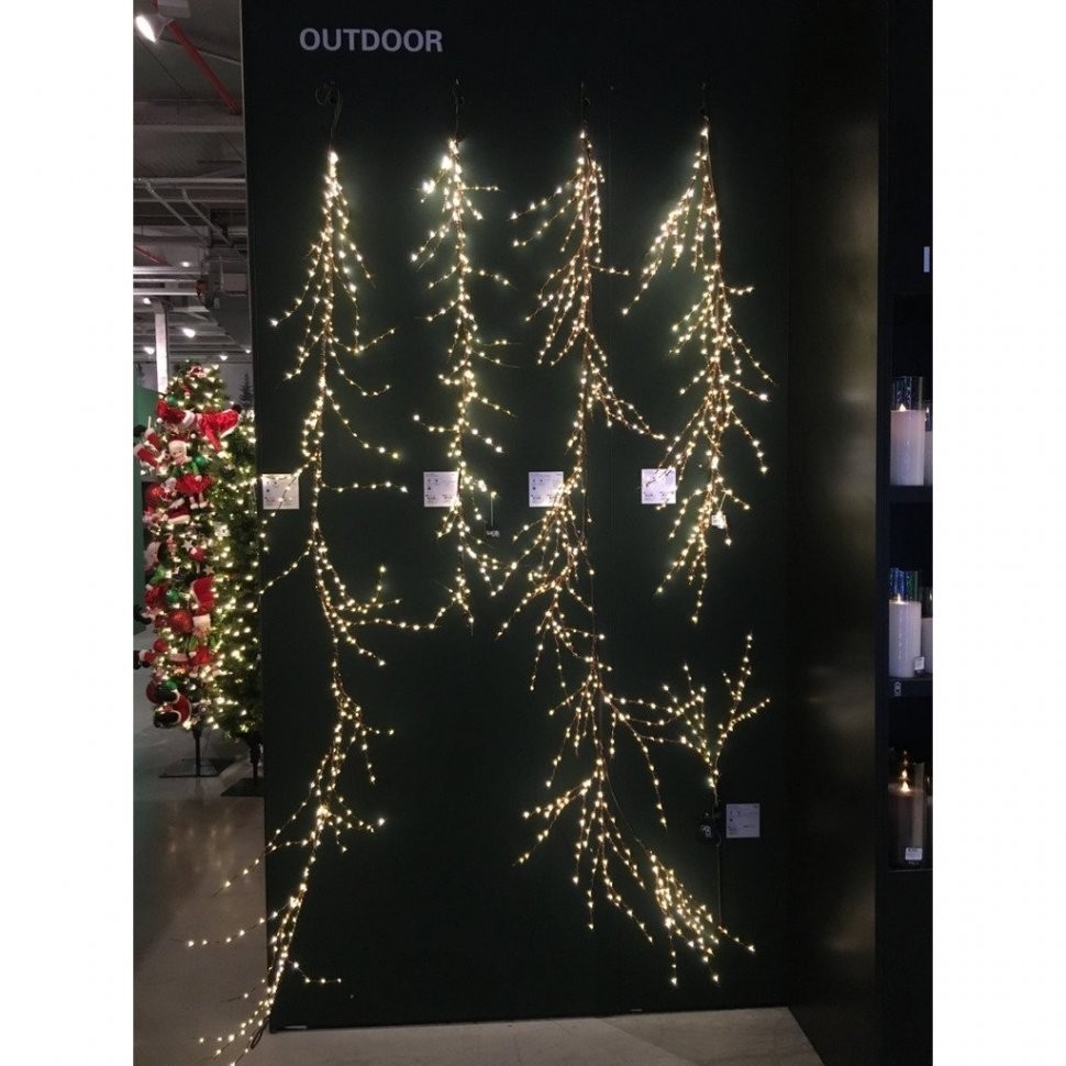 Ветка коричневая с лампами-капельками белый свет ( 180 ламп, длина 150 см) (84607)