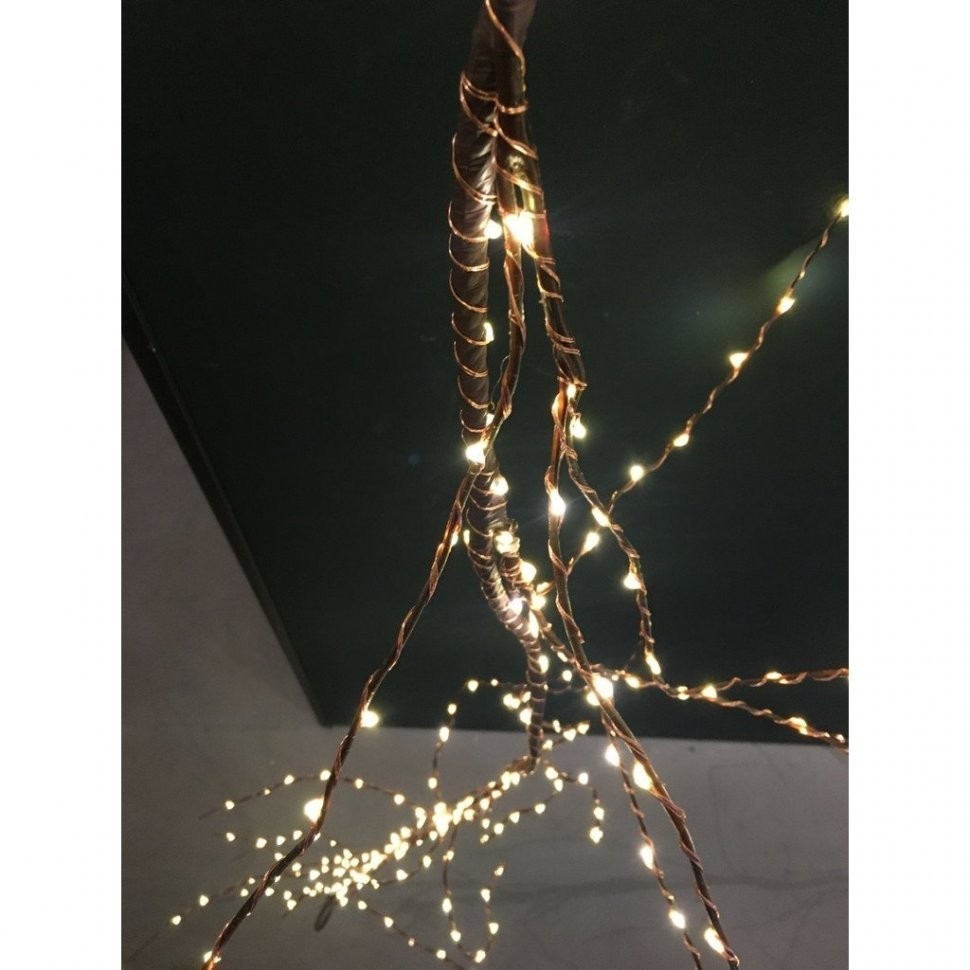 Ветка коричневая с лампами-капельками белый свет ( 180 ламп, длина 150 см) (84607)