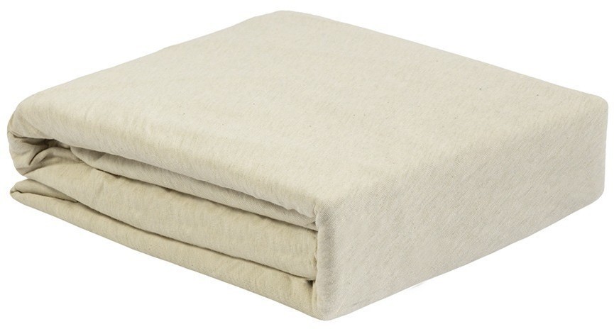 Простыня на резинке из хлопкового трикотажа серо-бежевого цвета из коллекции essential, 180х200х30 см (76109)