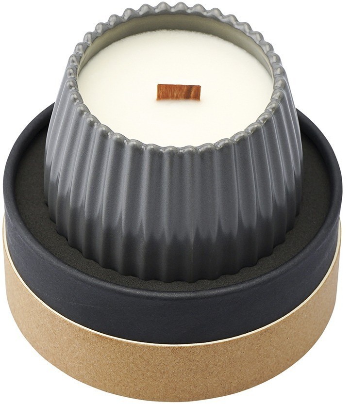 Свеча ароматическая с деревянным фитилём musk, rose & cedarwood из коллекции edge, серый, 60 ч (75690)