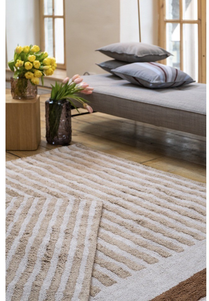 Ковер из хлопка с рисунком tulip garden бежевого цвета из коллекции terra, 160х230 см (74508)