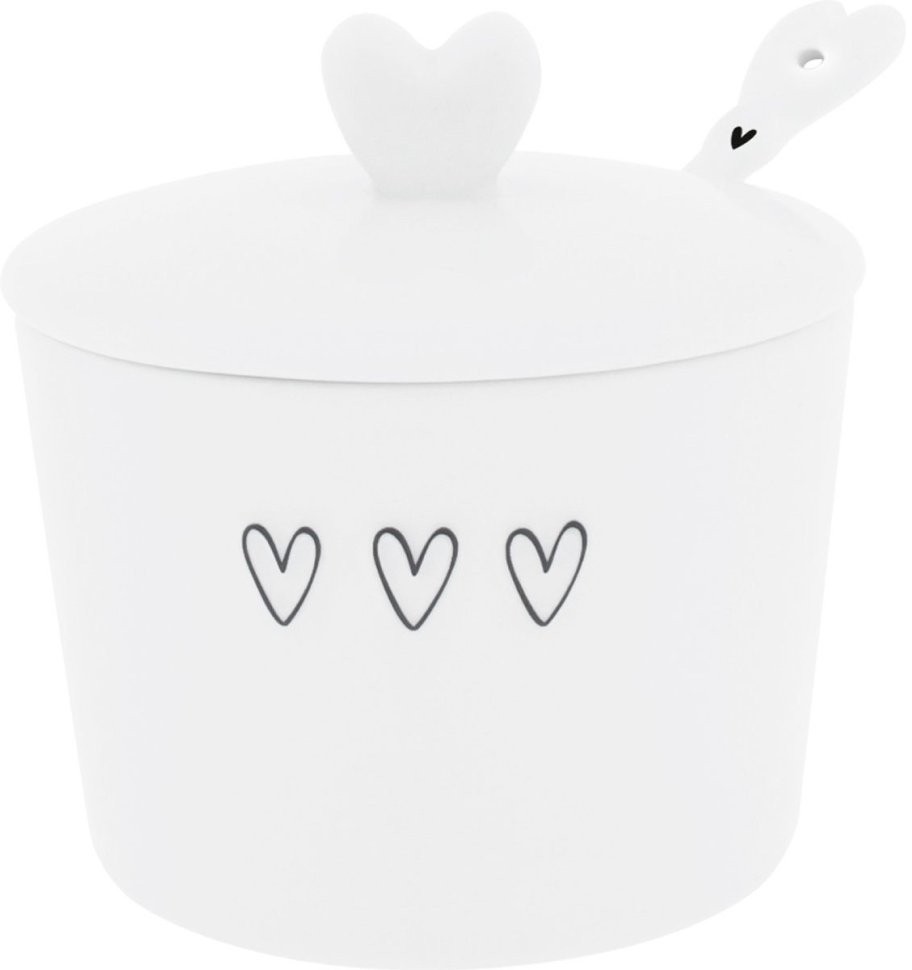 Bastion Collections Сахарница с ложкой White 3 Нearts Spoon Black LI/SUGAR 001 BL