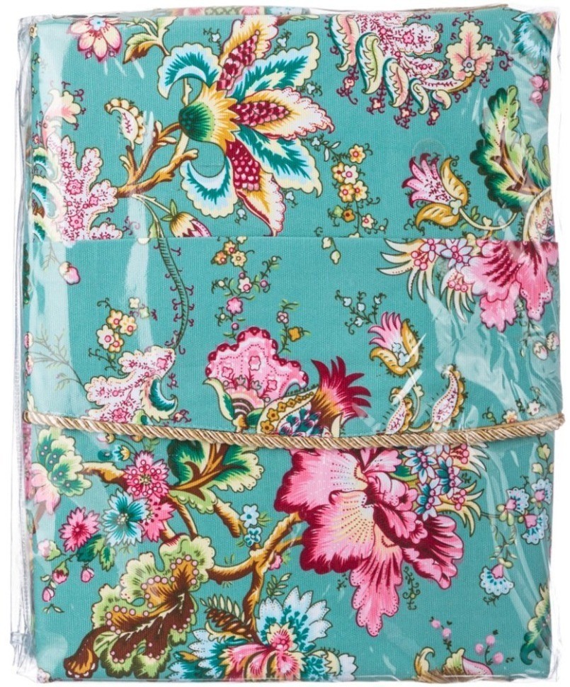 Штора кухонная  из 2шт "райский сад" 140х180см 100% х/б,бирюза SANTALINO (850-818-14)