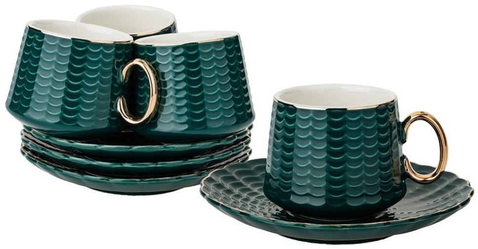 Кофейный набор на 4пер. 8пр. 90мл, темно-зеленый Lefard (91-051)