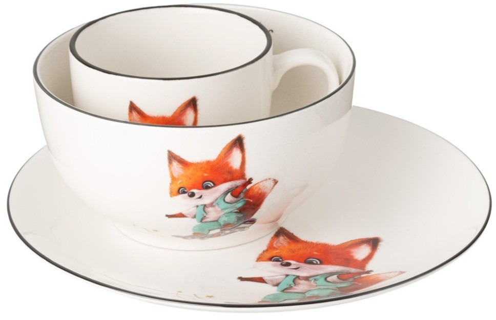 Набор посуды lefard ловкий и смелый, 3 пр.: салатник 470мл, тарелка 20см, кружка 220мл (260-945)