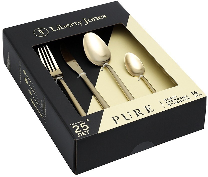 Набор столовых приборов pure, золотистые матовые, 16 пред. (78607)
