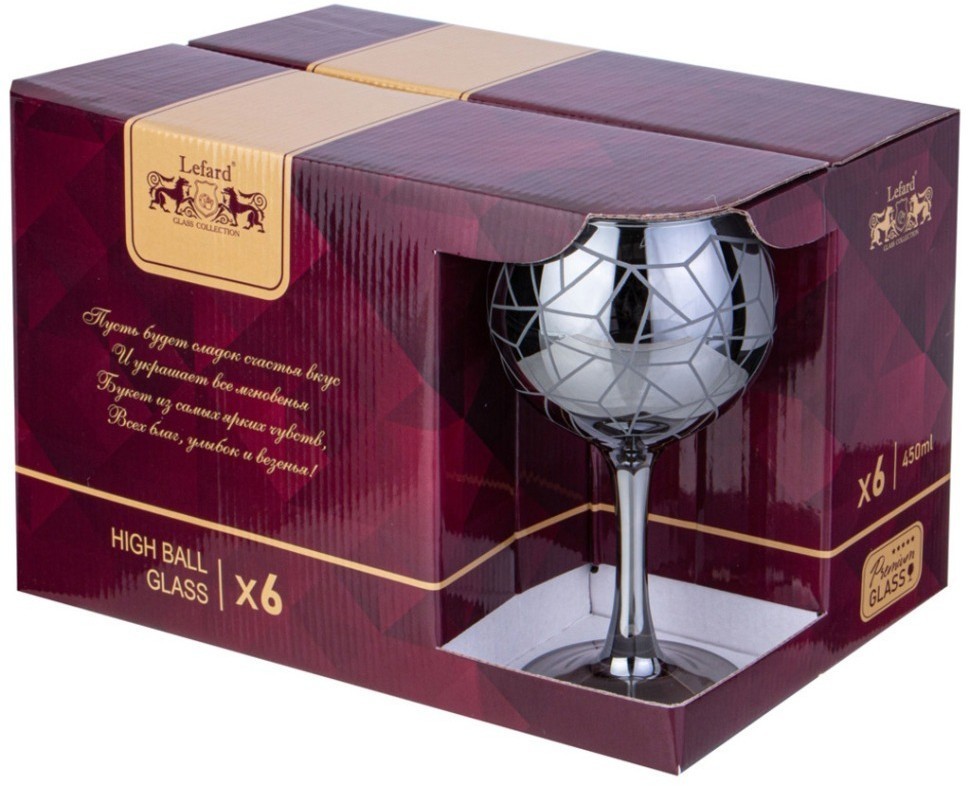 Набор фужеров из 6 шт "графика" графит 280 мл Lefard (194-953)