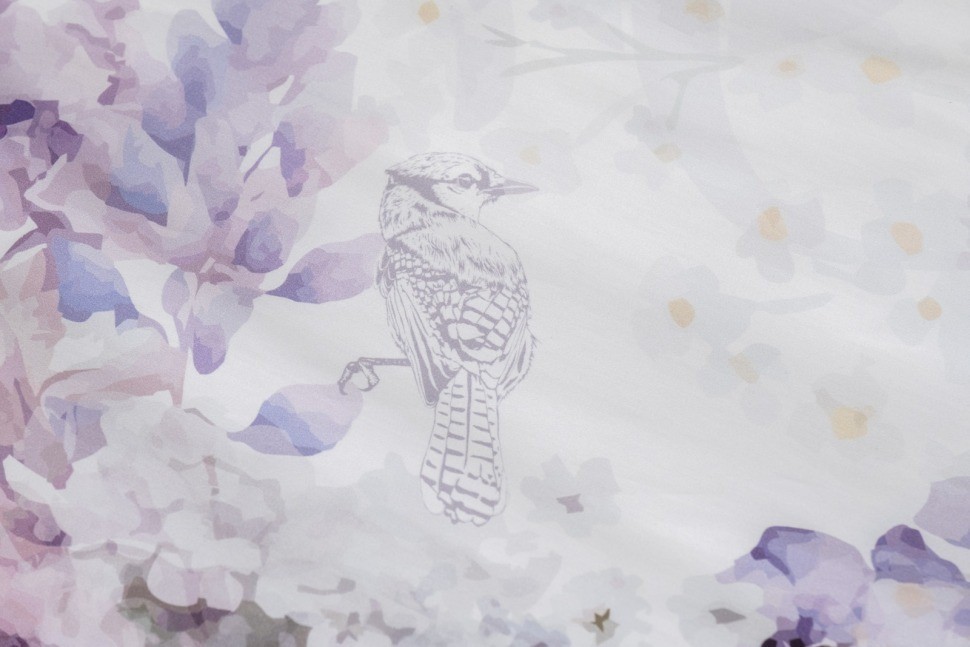 Комплект постельного белья сатин принт Фиори,сиренево-белый,200*220- 1шт,50*70 -2шт (TT-00015271)