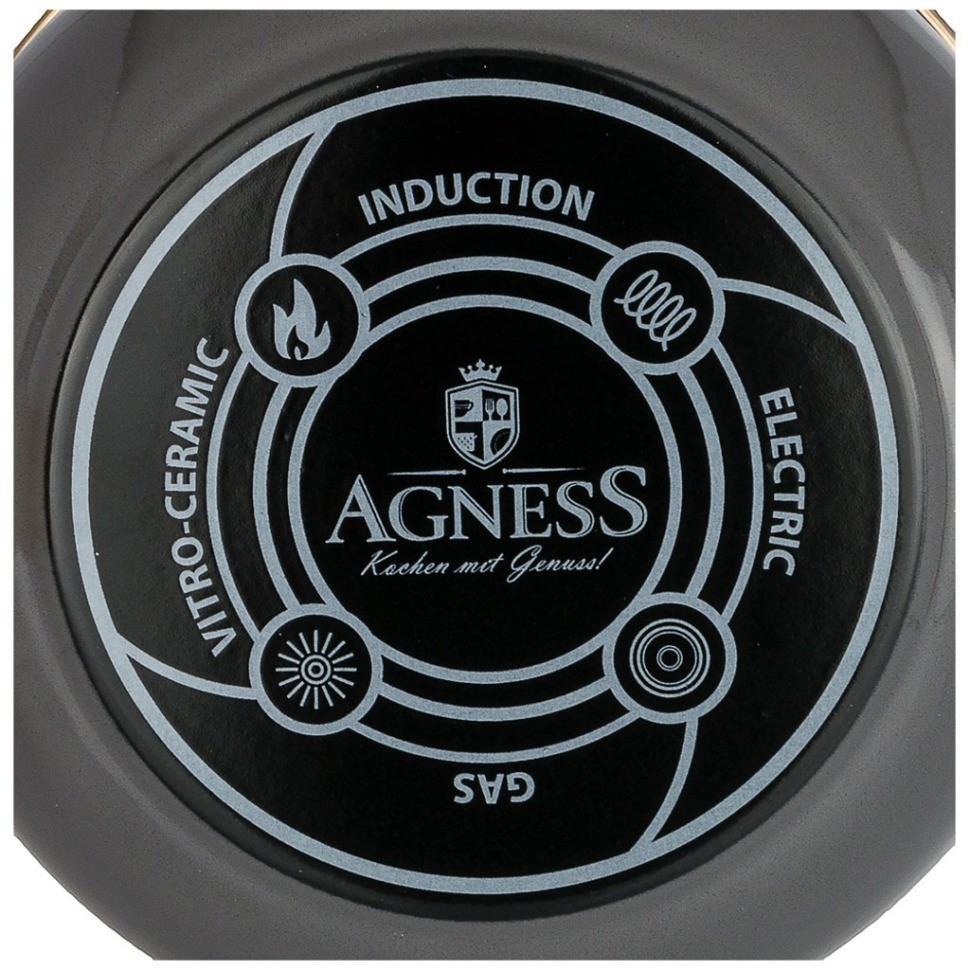 Кастрюля agness эмалированная с крышкой, серия deluxe, 16x11см,  2,0л, подходит для индукции Agness (951-135)