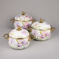 Набор кастрюль agness эмалированных серия &quot;irises&quot;, 6пр. 2,1л, 2,8л и 3,8л (950-607)