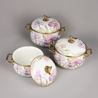 Набор кастрюль agness эмалированных серия &quot;irises&quot;, 6пр. 2,1л, 2,8л и 3,8л (950-607)