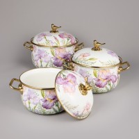 Набор кастрюль agness эмалированных серия &quot;irises&quot;, 6пр. 2,1л, 2,8л и 3,8л (950-607)