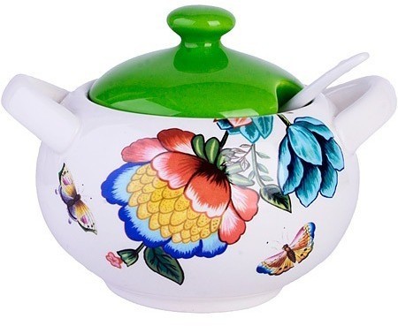 Сахарница с крышкой 375 мл с ложкой Летний букет LORAINE (30795)