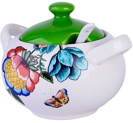 Сахарница с крышкой 375 мл с ложкой Летний букет LORAINE (30795)