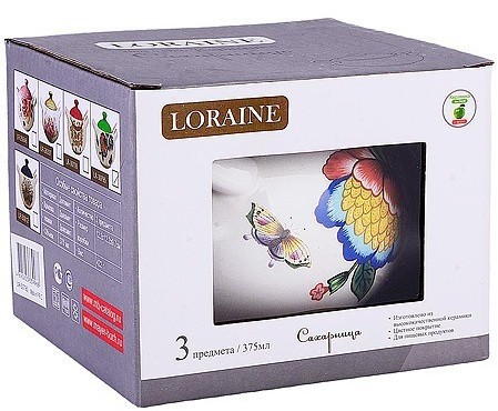 Сахарница с крышкой 375 мл с ложкой Летний букет LORAINE (30795)