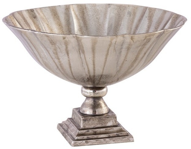 Ваза 25302-44/VA, 44 см, металл, Vintage silver, ROOMERS FURNITURE