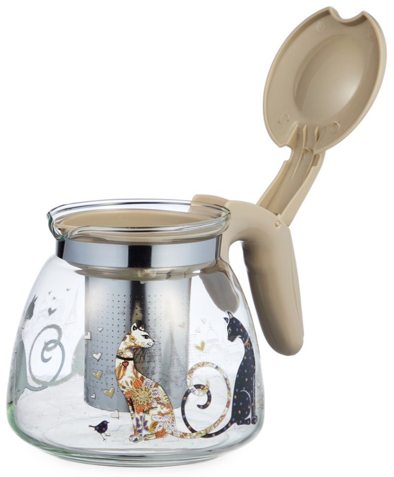 Заварочный чайник agness с фильтром "парижские коты"  900 мл. (885-118)