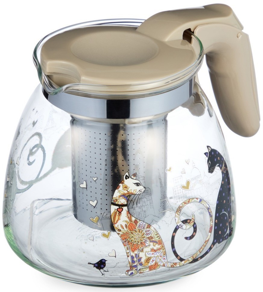 Заварочный чайник agness с фильтром "парижские коты"  900 мл. (885-118)