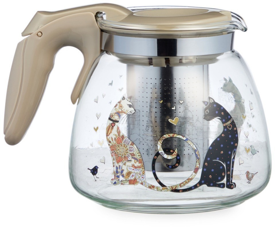 Заварочный чайник agness с фильтром "парижские коты"  900 мл. (885-118)