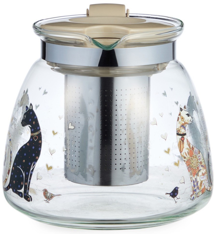 Заварочный чайник agness с фильтром "парижские коты"  900 мл. (885-118)