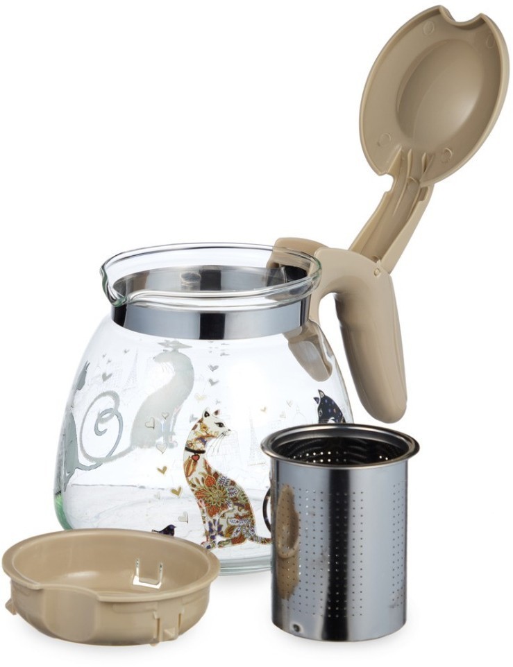 Заварочный чайник agness с фильтром "парижские коты"  900 мл. (885-118)