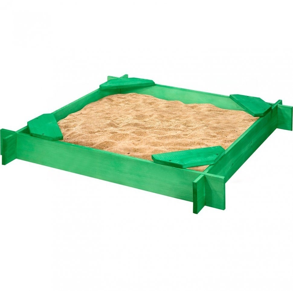 Деревянная песочница "Ника" (4 сидения, пропитка), цв. Зеленый (PS119-02)