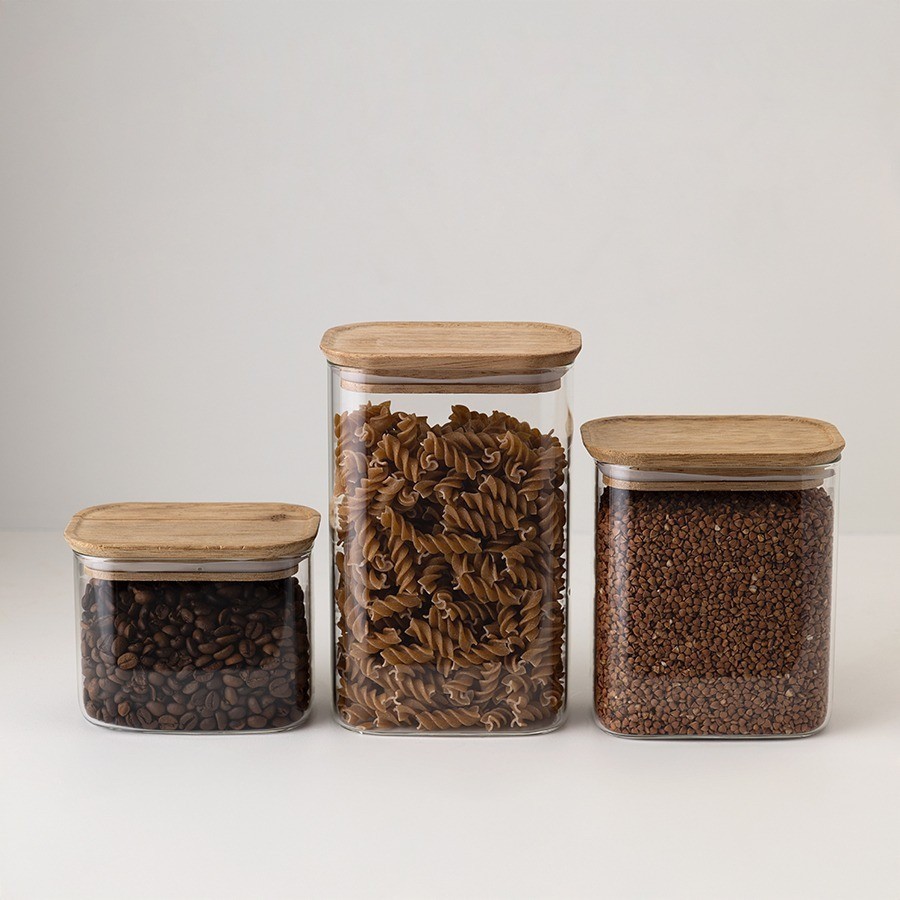 Банка для хранения прямоугольная glass acacia, 600 мл (79986)