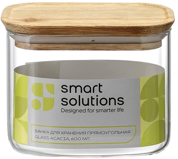 Банка для хранения прямоугольная glass acacia, 600 мл (79986)